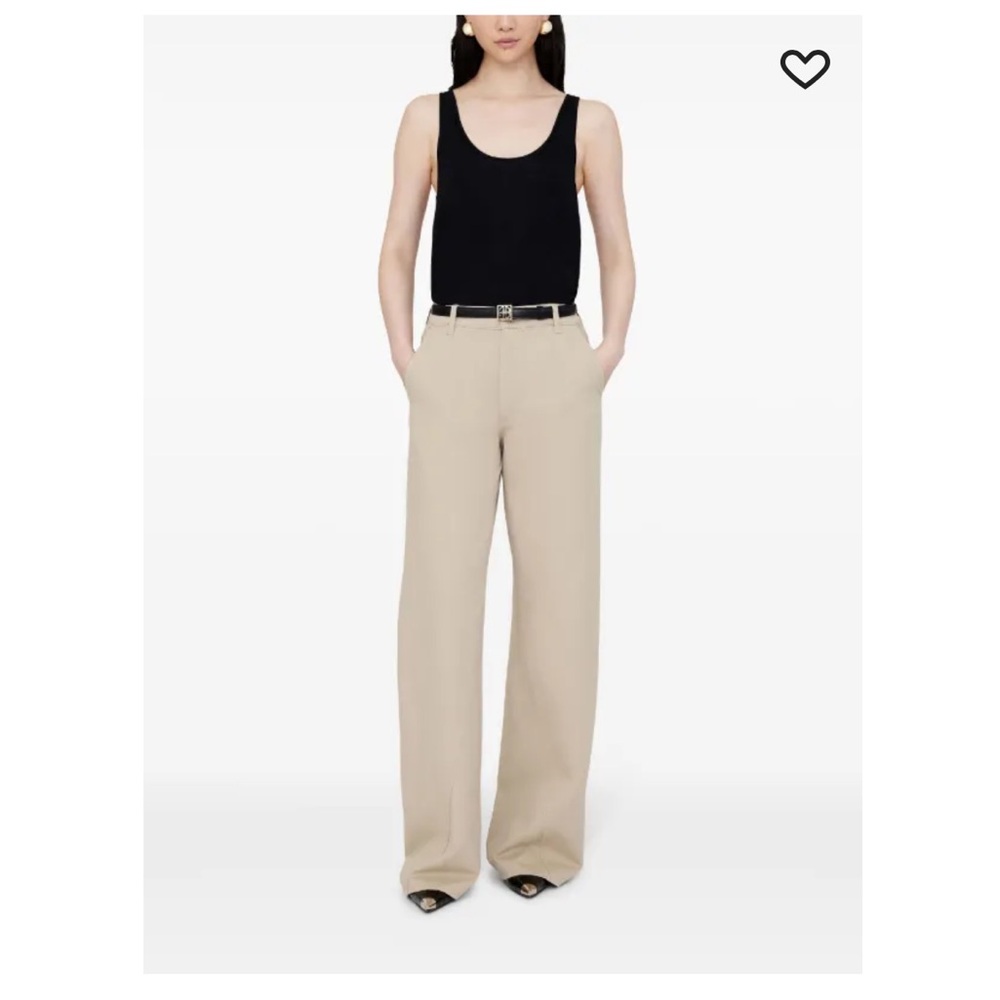 ANINE BING Briley Wide Leg curved-seam twill trousers in Taupe Brown